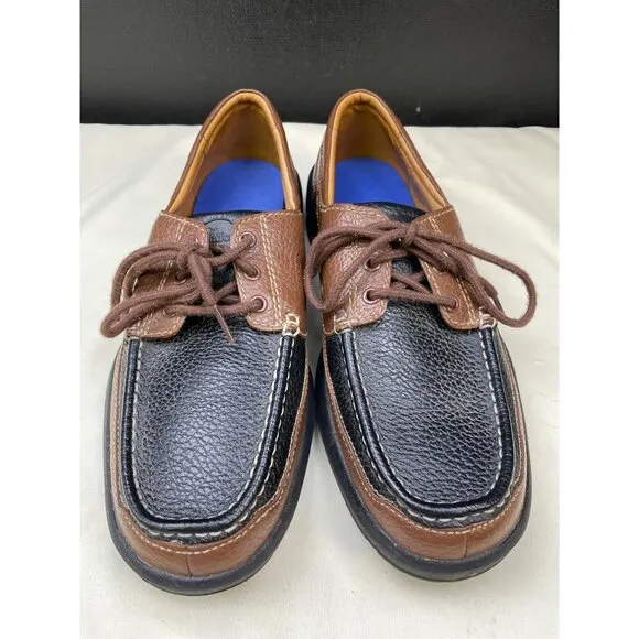 Dr Comfort Men's Black / Brown Leather Boat Shoes/ Loafers Size 11M SKU 5493