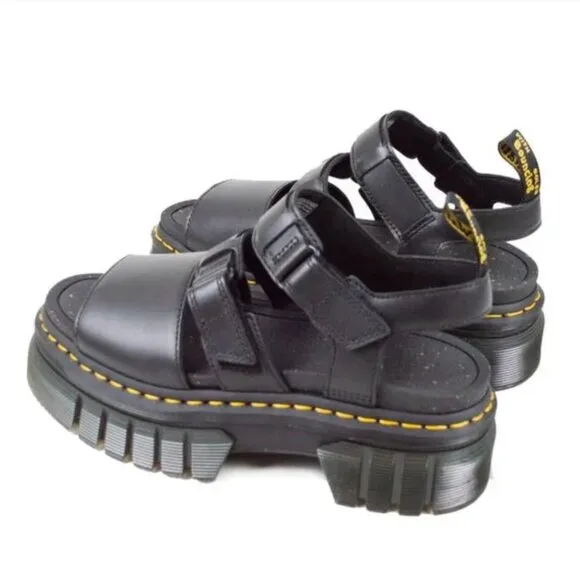 Dr. Doc Martens Ricki 3 Strap Leather Platform Sandal Shoes W 10