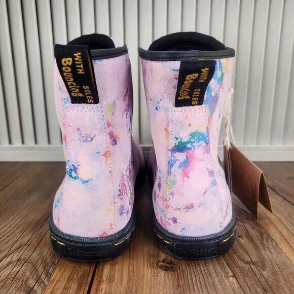 Dr. Doc Martens Sheridan Womens Size 8 Pink Rainbow Confetti Air Soft Wair Boots