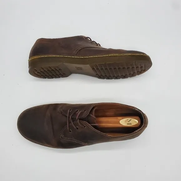 Dr Doc Martens Shoes Men 14M Leather 1461 Oxford Brown Crazy Horse