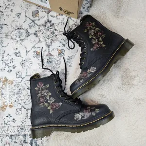 Dr. Martens 1460 8-Eye Decayed Roses Boot Black Women US 8
