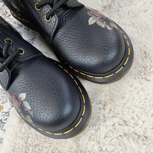 Dr. Martens 1460 8-Eye Decayed Roses Boot Black Women US 8