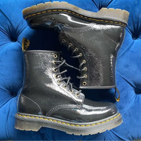 Dr. Martens - 1460 Black Patent Leather Lace Up Combat Boots Doc’s Doc Marten 8