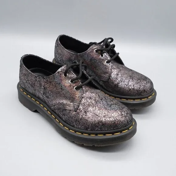 Dr Martens 1461 Metallic Leather Oxford Shoes Women's Size 7 Iridescent Crackle