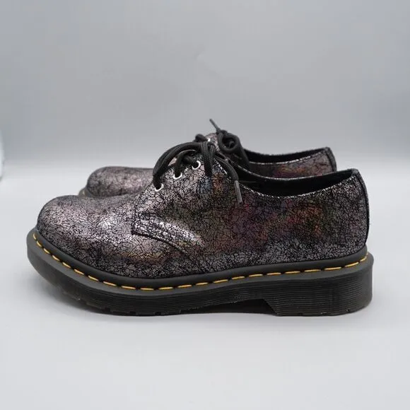 Dr Martens 1461 Metallic Leather Oxford Shoes Women's Size 7 Iridescent Crackle