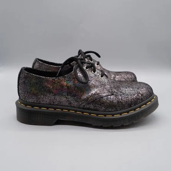 Dr Martens 1461 Metallic Leather Oxford Shoes Women's Size 7 Iridescent Crackle