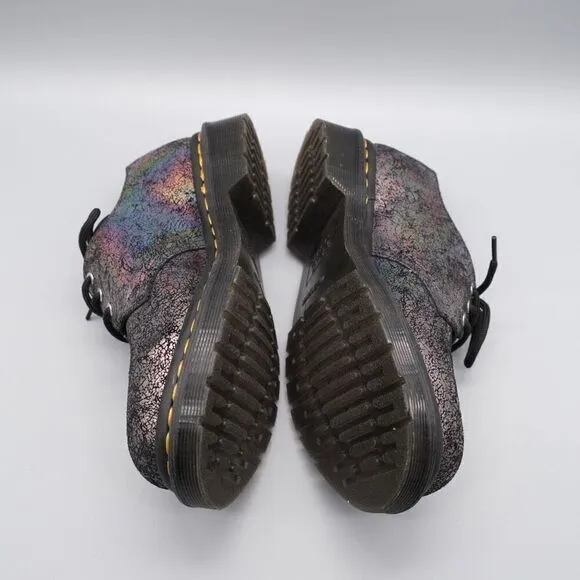 Dr Martens 1461 Metallic Leather Oxford Shoes Women's Size 7 Iridescent Crackle