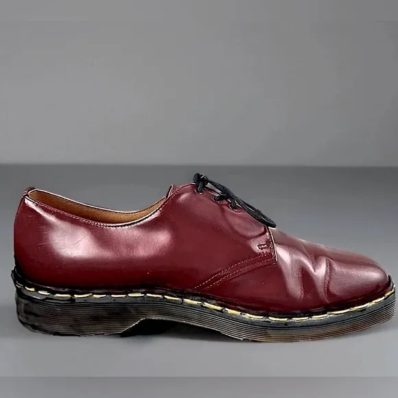 Dr. Martens 1461 Smooth Cherry Red Leather Unisex 6 Hole Oxford Shoes, Mens’ 10