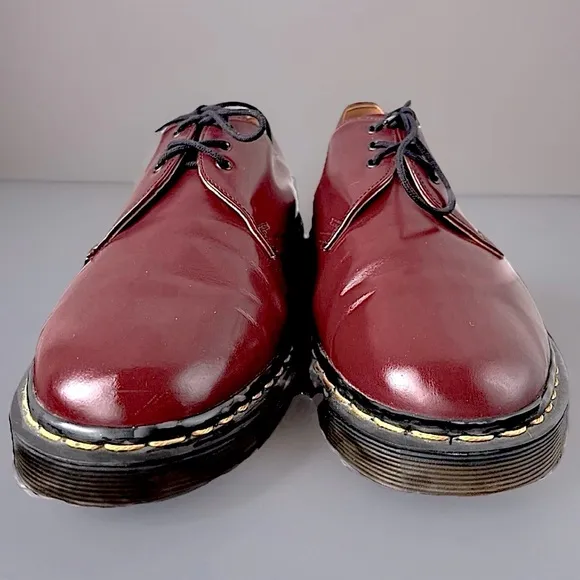 Dr. Martens 1461 Smooth Cherry Red Leather Unisex 6 Hole Oxford Shoes, Mens’ 10
