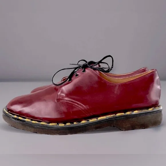 Dr. Martens 1461 Smooth Cherry Red Leather Unisex 6 Hole Oxford Shoes, Mens’ 10