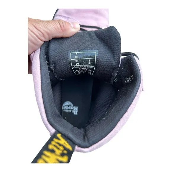 Dr Martens Combs W Chalk Pink Women Size 8 Combat Boots 27342279 Hi Suede WP