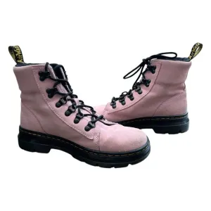 Dr Martens Combs W Chalk Pink Women Size 8 Combat Boots 27342279 Hi Suede WP