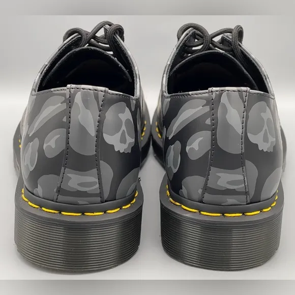 Dr. Martens Doc Skull Leopard Print Oxfords Black Men Size 8 &amp; 11 27686 New