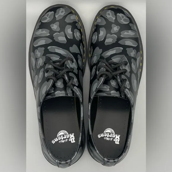 Dr. Martens Doc Skull Leopard Print Oxfords Black Men Size 8 &amp; 11 27686 New