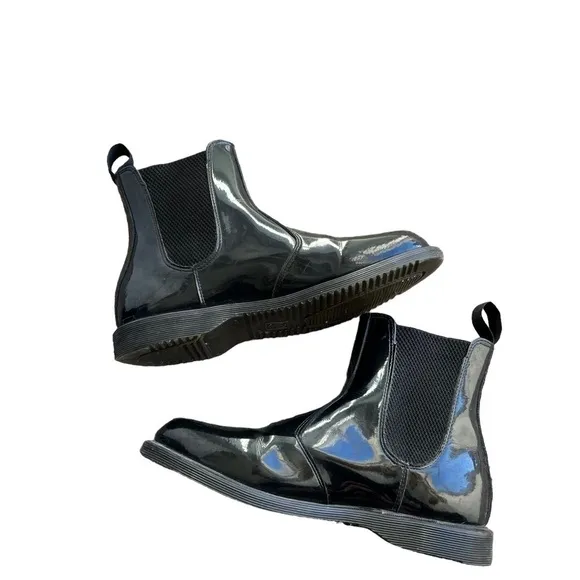 Dr. Martens - Faun Black Patent Leather Slip On Chelsea Boot Sz 9