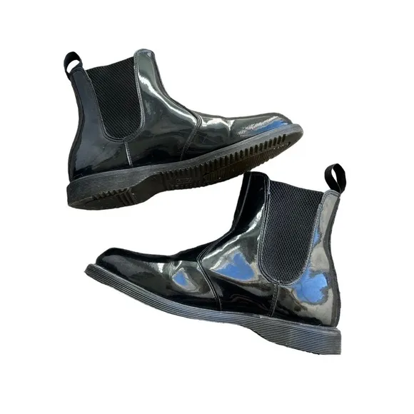 Dr. Martens - Faun Black Patent Leather Slip On Chelsea Boot Sz 9