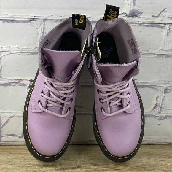 Dr. Martens Jadon III Lilac Soft Leather Platform Boots Women's Size 6 Zip NEW