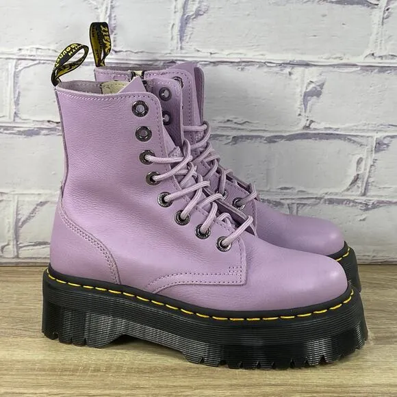 Dr. Martens Jadon III Lilac Soft Leather Platform Boots Women's Size 6 Zip NEW