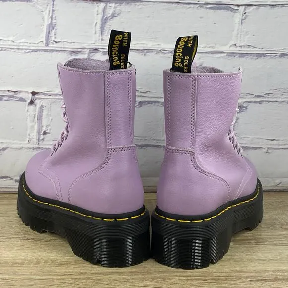 Dr. Martens Jadon III Lilac Soft Leather Platform Boots Women's Size 6 Zip NEW