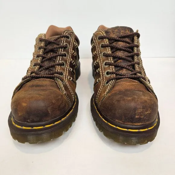 Dr. Martens Keith Brown Leather Shoes Men Size 9 Women 10 Oxford Chunky Lug Sole