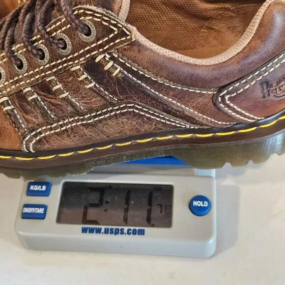 Dr. Martens Keith Brown Leather Shoes Men Size 9 Women 10 Oxford Chunky Lug Sole