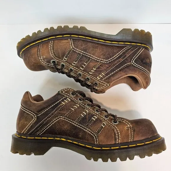 Dr. Martens Keith Brown Leather Shoes Men Size 9 Women 10 Oxford Chunky Lug Sole