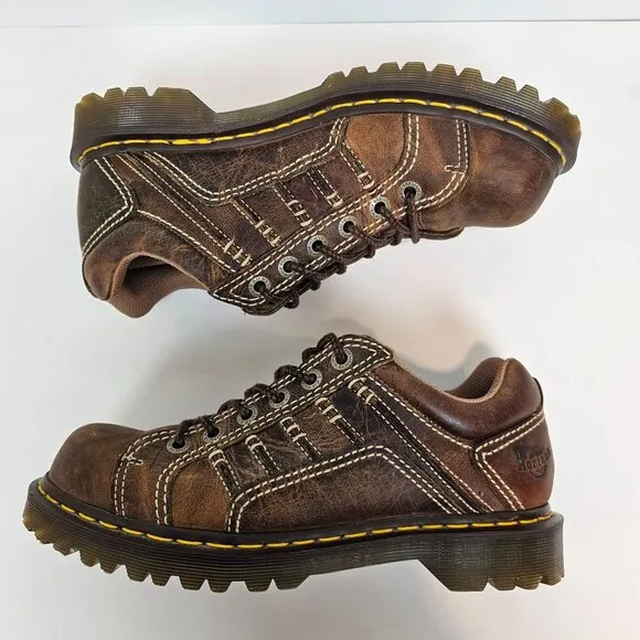 Dr. Martens Keith Brown Leather Shoes Men Size 9 Women 10 Oxford Chunky Lug Sole