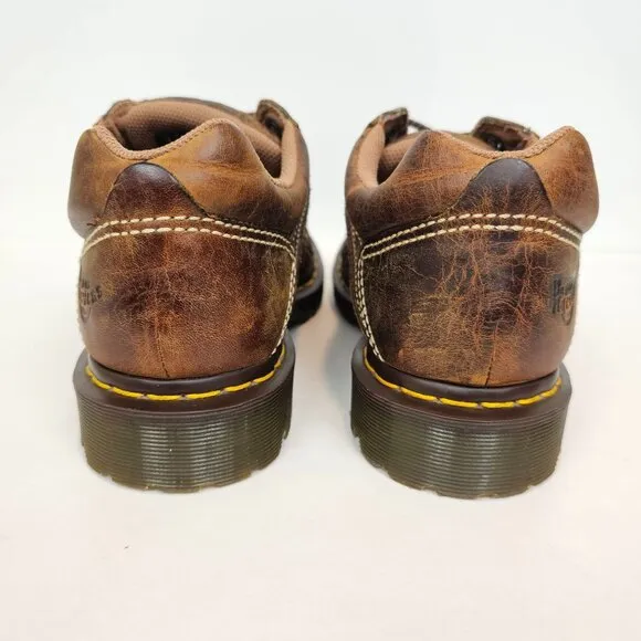 Dr. Martens Keith Brown Leather Shoes Men Size 9 Women 10 Oxford Chunky Lug Sole