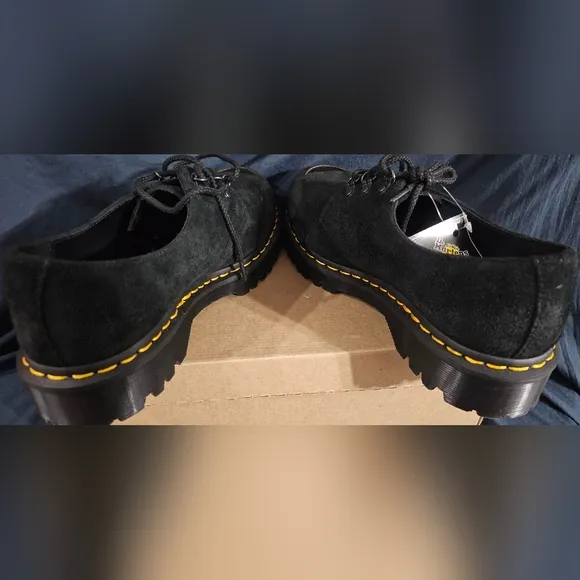 Dr. Martens Mens 1461 Burnished Hairy Suede ST Shoes Black Size 10 New No Box