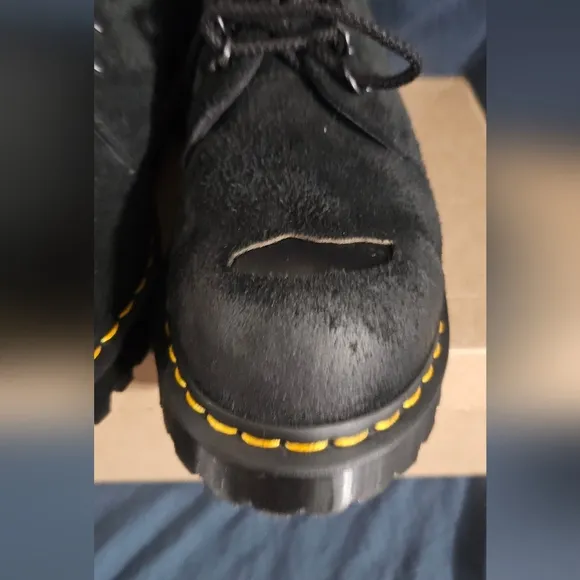 Dr. Martens Mens 1461 Burnished Hairy Suede ST Shoes Black Size 10 New No Box