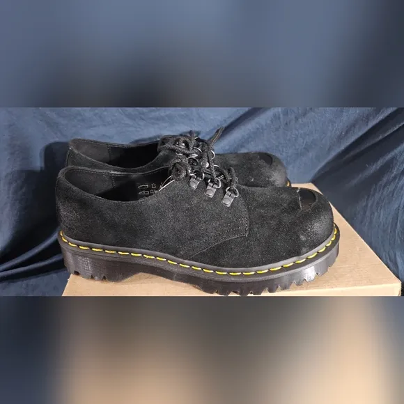 Dr. Martens Mens 1461 Burnished Hairy Suede ST Shoes Black Size 10 New No Box