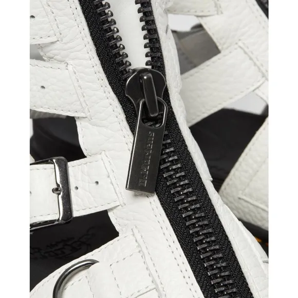 Dr. Martens Olson White Pebbled Leather Gladiator Sandals