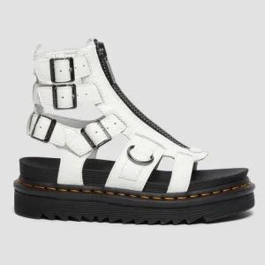 Dr. Martens Olson White Pebbled Leather Gladiator Sandals