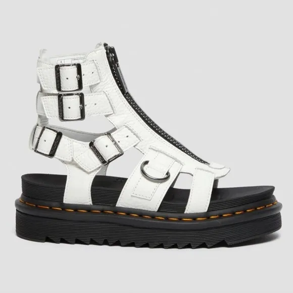 Dr. Martens Olson White Pebbled Leather Gladiator Sandals
