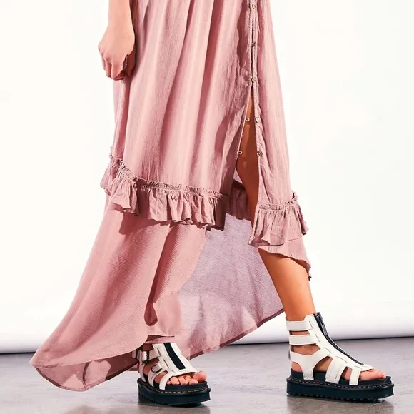 Dr. Martens Olson White Pebbled Leather Gladiator Sandals