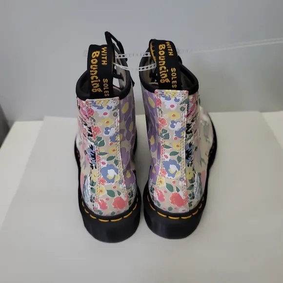 DR. MARTENS  SINCLAIR FLORAL MASH UP PLATFORM ANKLE BOOTS