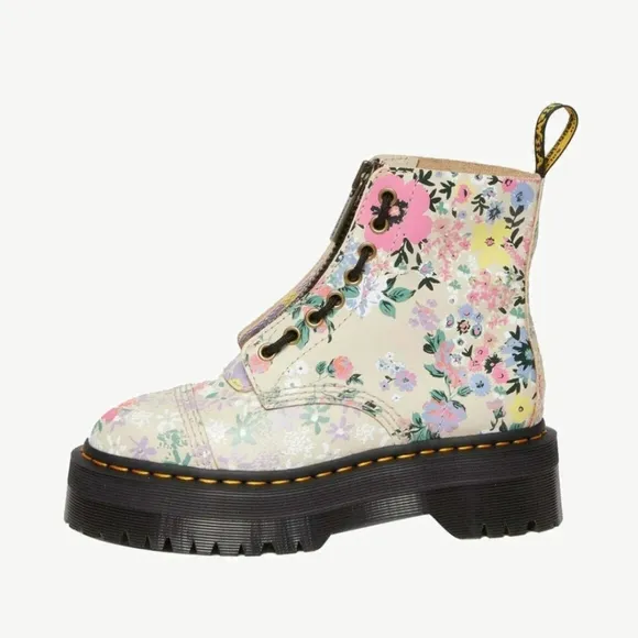 DR. MARTENS  SINCLAIR FLORAL MASH UP PLATFORM ANKLE BOOTS
