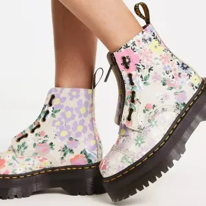 DR. MARTENS  SINCLAIR FLORAL MASH UP PLATFORM ANKLE BOOTS