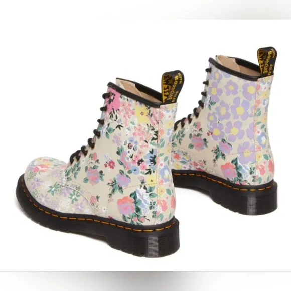 DR. MARTENS  SINCLAIR FLORAL MASH UP PLATFORM ANKLE BOOTS