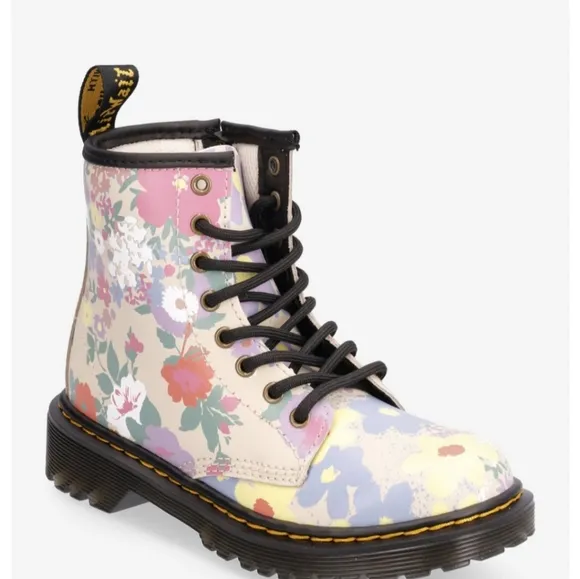 DR. MARTENS  SINCLAIR FLORAL MASH UP PLATFORM ANKLE BOOTS