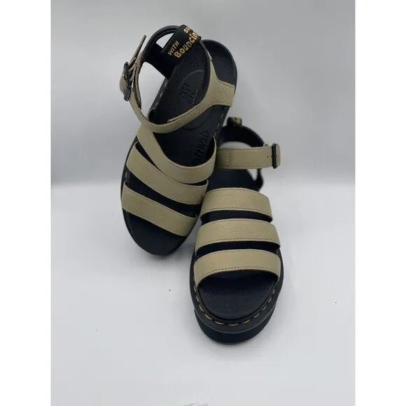 Dr. Martens Women Blaire 3 Strap Parchment Beige Sandal Shoes Sz EU 39/US 8 New