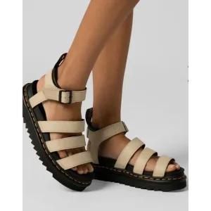 Dr. Martens Women Blaire 3 Strap Parchment Beige Sandal Shoes Sz EU 39/US 8 New
