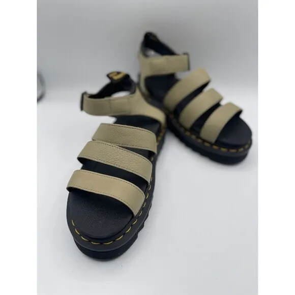 Dr. Martens Women Blaire 3 Strap Parchment Beige Sandal Shoes Sz EU 39/US 8 New