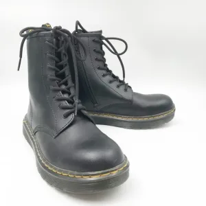 DR MARTENS Zavala Black Leather Lace Up Combat Moto Lug Sole Boots Womens 6