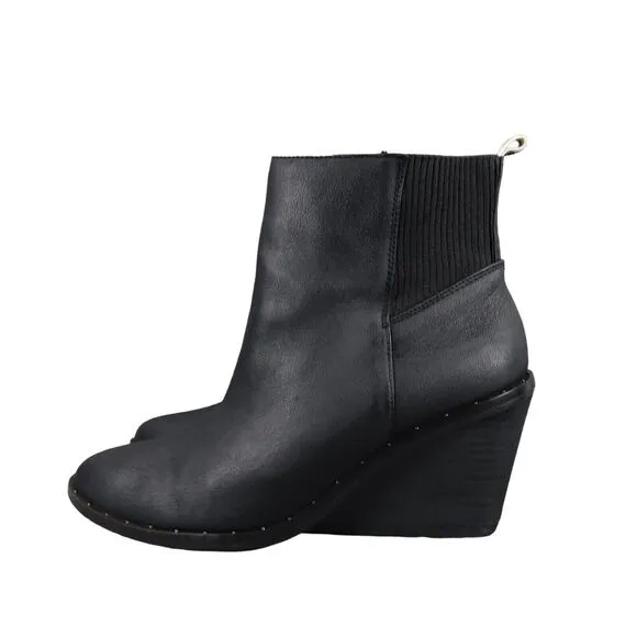 Dr Scholls Shoes Womens 7.5 Booties Fashion Wedge Leather Comfort Pull On Mania