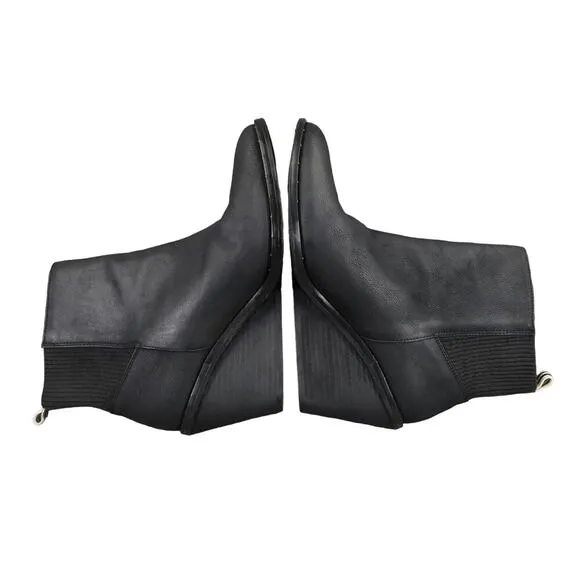 Dr Scholls Shoes Womens 7.5 Booties Fashion Wedge Leather Comfort Pull On Mania