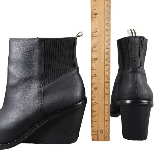 Dr Scholls Shoes Womens 7.5 Booties Fashion Wedge Leather Comfort Pull On Mania