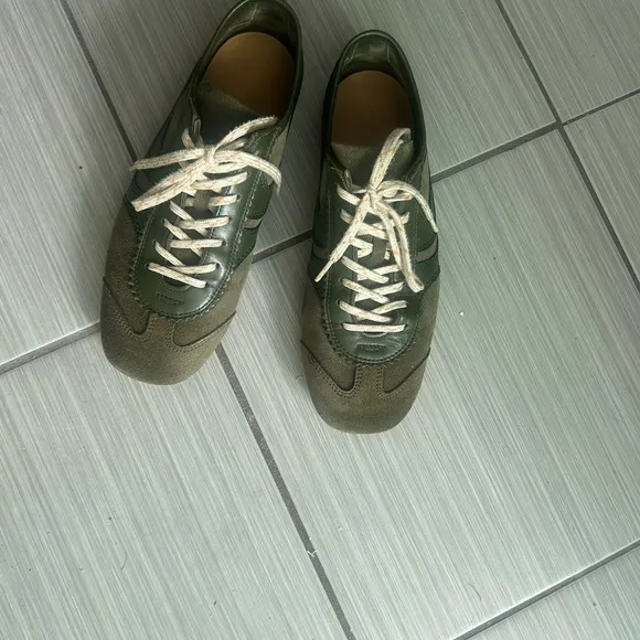 Dries Van Noten Green Sneakers Suede Low-Top