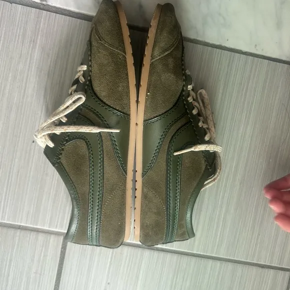 Dries Van Noten Green Sneakers Suede Low-Top
