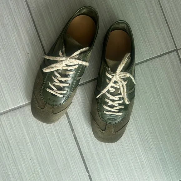 Dries Van Noten Green Sneakers Suede Low-Top